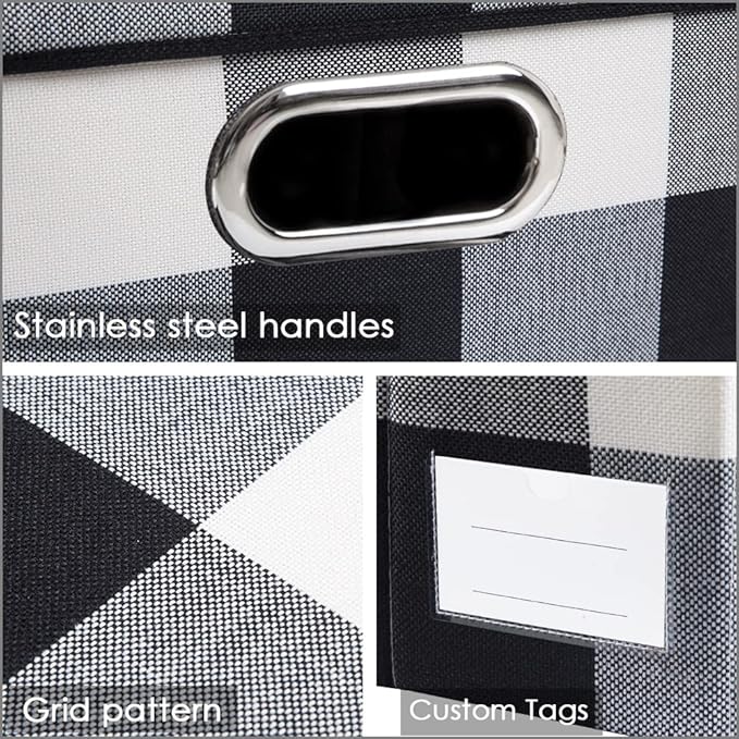 PRANDOM Fodable Storage Bins for Closet Decorative Fabric Storage Baskets Cubes - Image 5