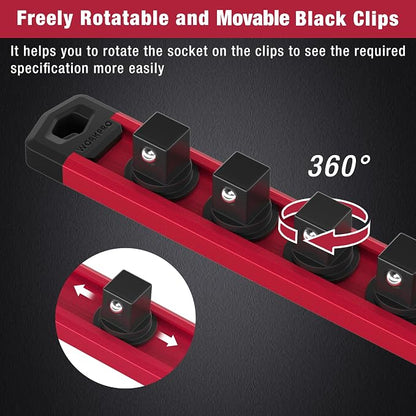 WORKPRO Magnetic Socket Organizer, 3/8-Inch Drive Aluminum Alloy Sockets Rail - Image 5