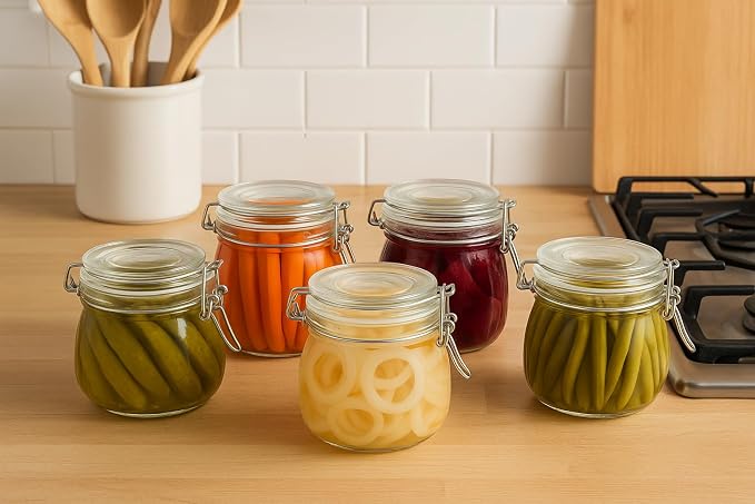 17oz Airtight Glass Jars with Lids, Small Food Storage Container Set of 6 - Image 7
