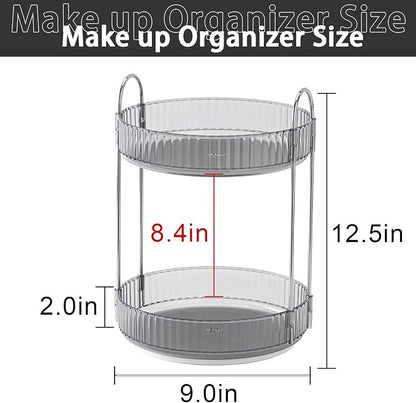 Rotating Makeup Organizer for Vanity, High-Capacity Skincare Clear Make Up - Image 2