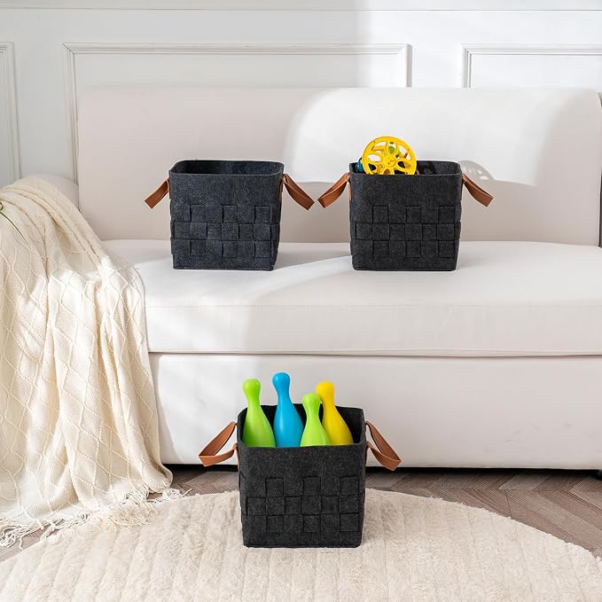 Bold monkey Storage Basket 3 Pack, Medium 10" x10" x10 " Baskets - Image 6