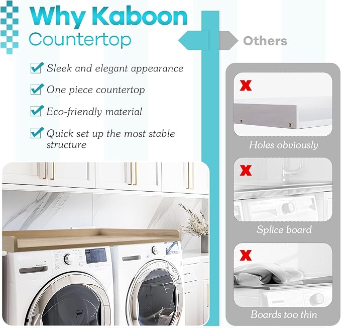 Kaboon Washer Dryer Countertop 58" x 28" Extra Large Version, Melamine - Image 3