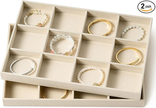 pickpiff Drawer Jewelry Organizer & Display Trays: 2pcs 12grid Velvet Stackable by pickpiff