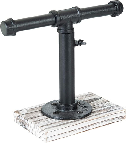 MyGift Industrial Pipe Black Metal T-Bar Adjustable Height Jewelry, Bracelet & - Image 6