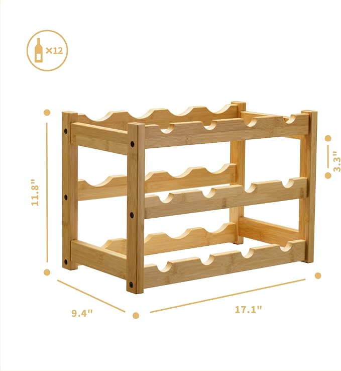 VASMIA Bamboo Wine Rack, Sturdy and Durable Wine Storage Cabinet Shelf - Image 6