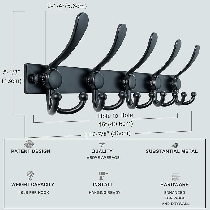Dseap Coat Rack Wall Mount 2.0 Pro: Heavy Duty 300% Thicker, Stainless Steel - Image 5