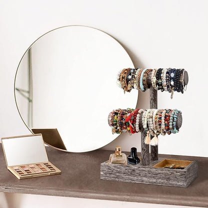 LadyRosian 2 Tier Wooden Display Jewelry Accessory Stand Jewelry Bracelet - Image 6