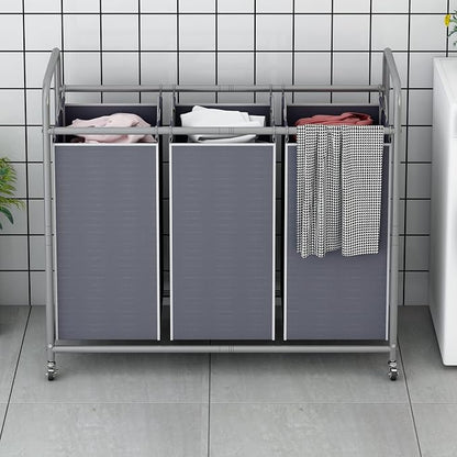 LINZINAR 3-Bag Laundry Sorter, Laundry Hamper Cart - Image 2