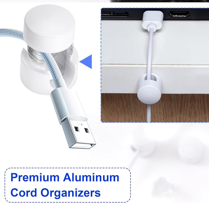 3 Sets Charger Holders for Cords, Adhesive Metal Cord Clips, Cable Management - Image 5