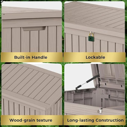 100 Gallon Resin Deck Box, Waterproof Outdoor Storage Box - Image 7