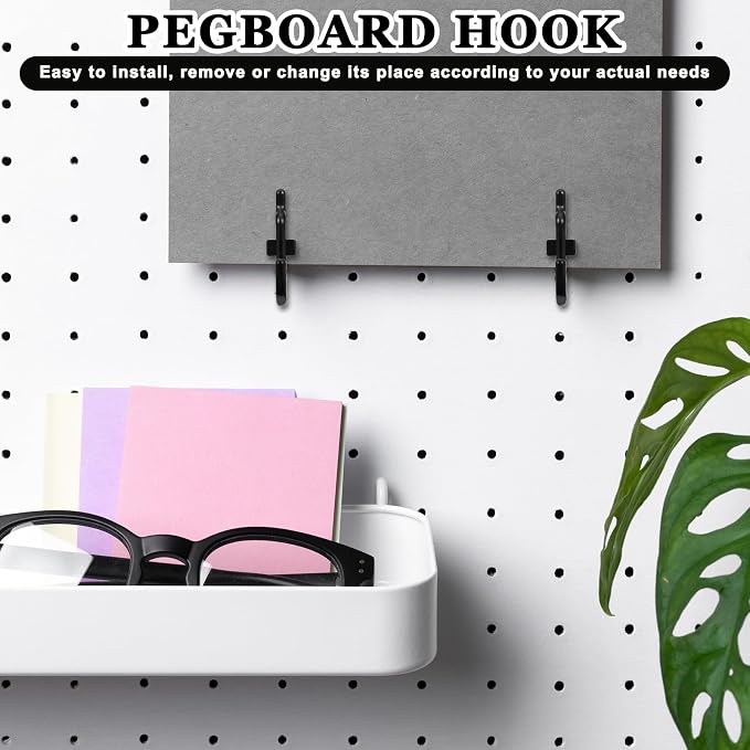 30 Pcs Black Pegboard Hooks, 1/4" Plastic Pegboard Hooks J Hooks Wall Display - Image 4