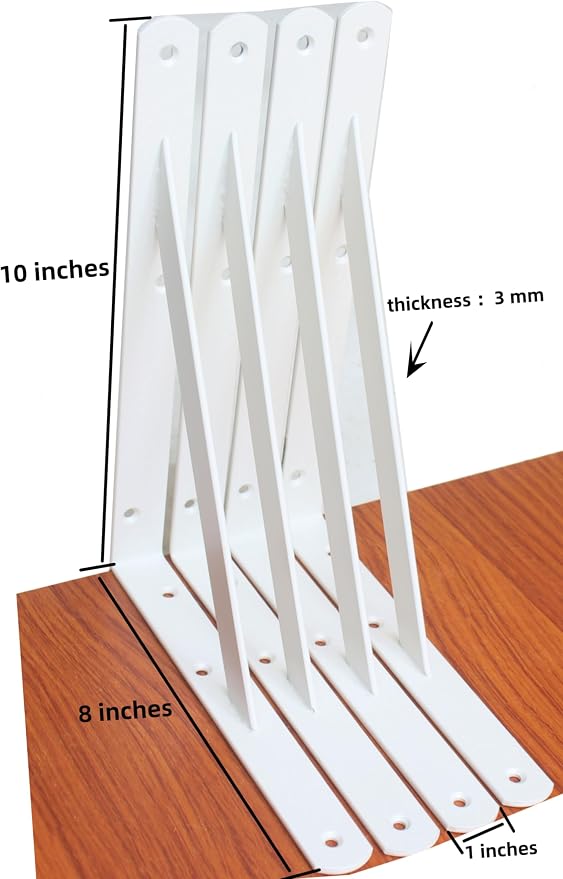 16 Pack L10 x H 8" White Heavy Duty Shelf Brackets - Image 2