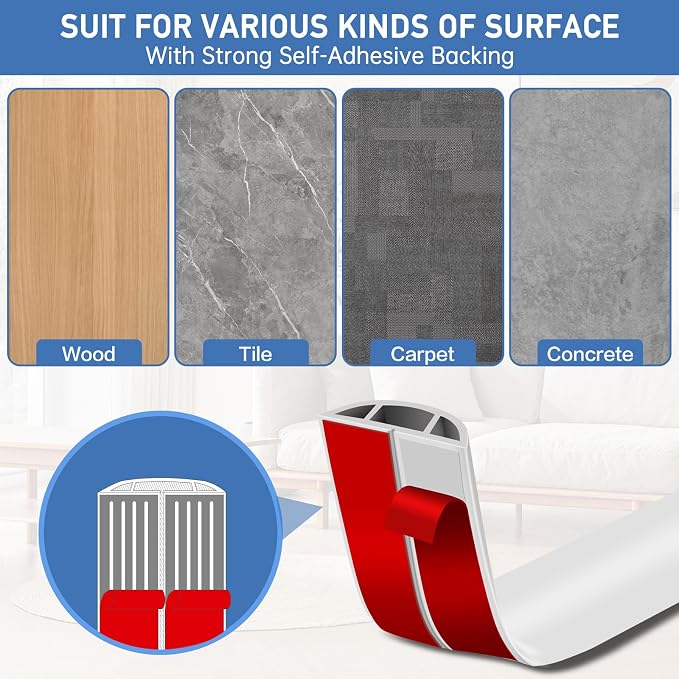 Floor Cord Cover Self Adhesive Cord Hider Floor Extension Cord Covers - Image 4