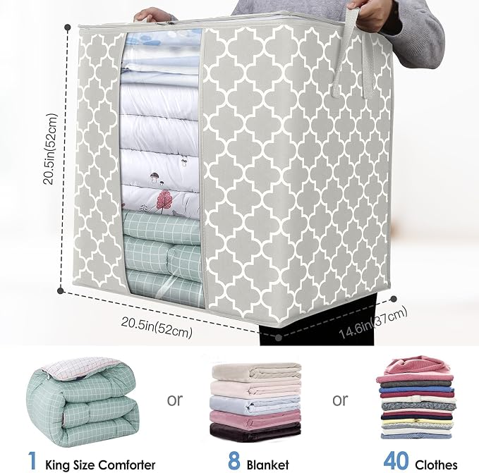 WISELIFE Storage Bags 3 Pack/100L Large Blanket Clothes Organization and - Image 3