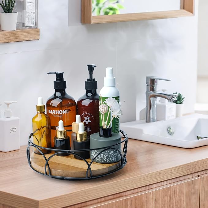 Acacia Wood 9" Lazy Susan Turntable Organizer - Image 6