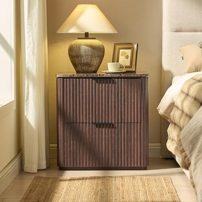 Fluted Nightstand Set of 2, Bedside Table - Image 7
