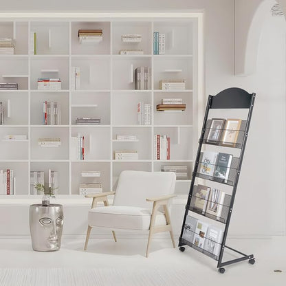 lesolar Floor-Standing Magazine Rack 4-tier Newspaper Holder Book Display Shelf - Image 2