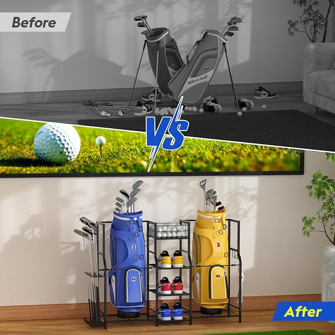 samstar Golf Storage Garage Organizer, Golf Bag Storage Stand 2 Golf Bags and - Image 5