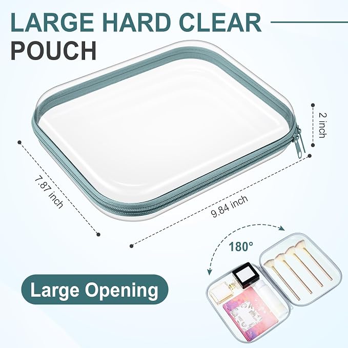 Sanwuta 6 Pcs Clear Hard Zipper Case Hard Plastic Zipper Pouches Transparent - Image 2