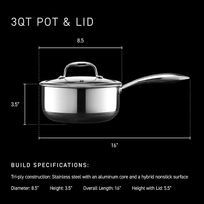 HexClad Hybrid Nonstick 3-Quart Saucepan - Image 3