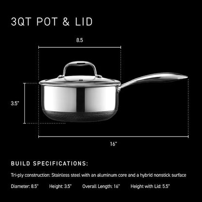 HexClad Hybrid Nonstick 3-Quart Saucepan - Image 3