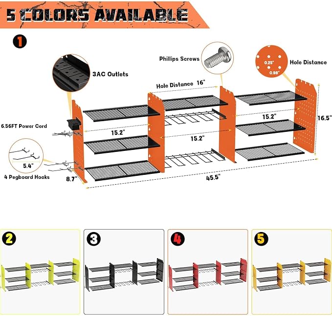 Power Tool Organizer with Charging Station Wall Mount, 3 Layer Expanded Heavy - Image 3