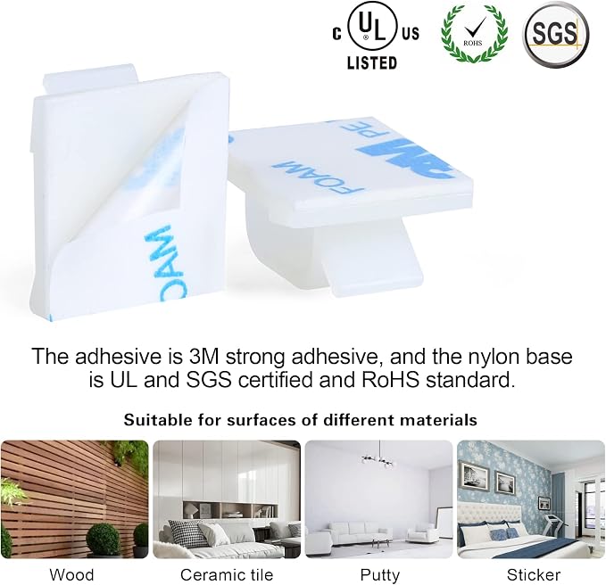 120 Pcs XHF Adhesive Cable Wire Clips White, Cable Staples Outdoor Cable - Image 3