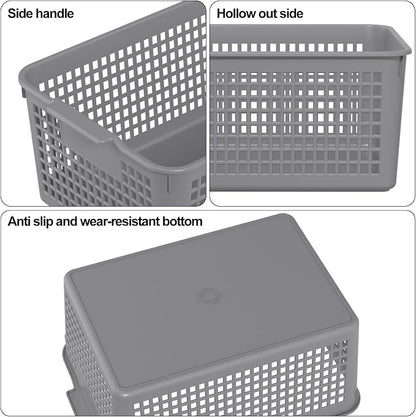 Sandmovie 12-Pack Plastic Storage Basket Desktop Organizer, Large Storage - Image 3