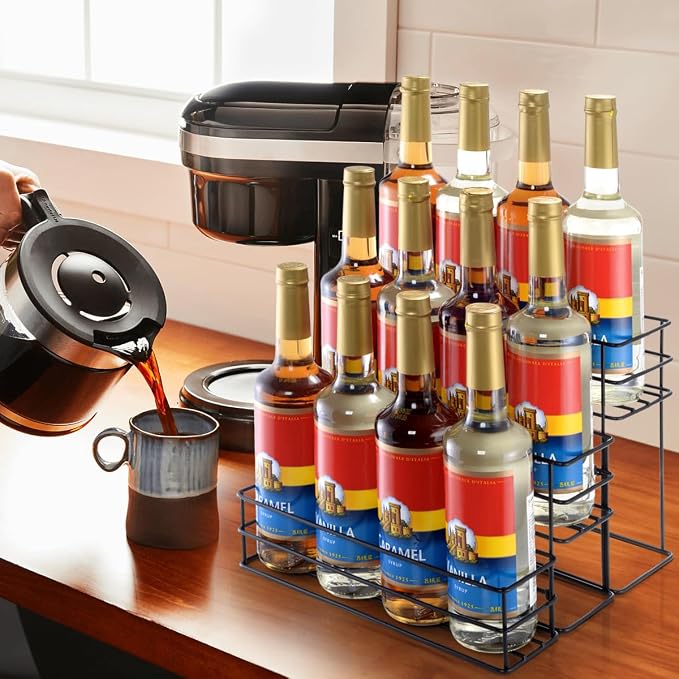 12 Bottle Capacity Coffee Syrup Organizer 3 Tier Coffee Syrup Stand Shelf - Image 5