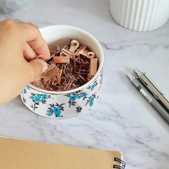 Paper Clip Holder Ceramic Paper Clip Holders Floral Paperclips Holder Dispenser - Image 4