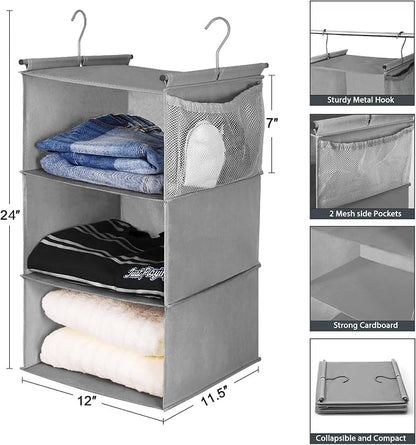 MAX Houser 3 Tier Shelf Hanging Closet Organizer, Closet Hanging Shelf - Image 3
