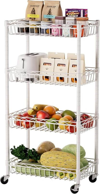SINGAYE 4 Tier Basket Shelf Wire Shelving Unit Adjustable Storage Shelves Big by SINGAYE