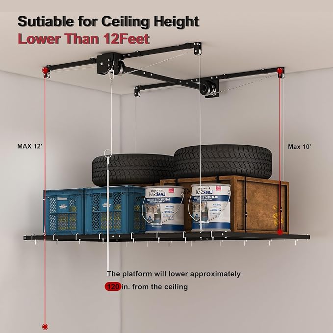 Montary 4x8 FT Overhead Garage Storage Rack - Image 6