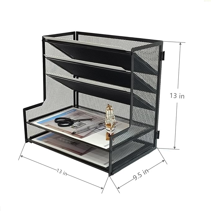 SETTFRFE Office Supplies Desk Organizer, Metal Desktop File Holder Organizer - Image 6
