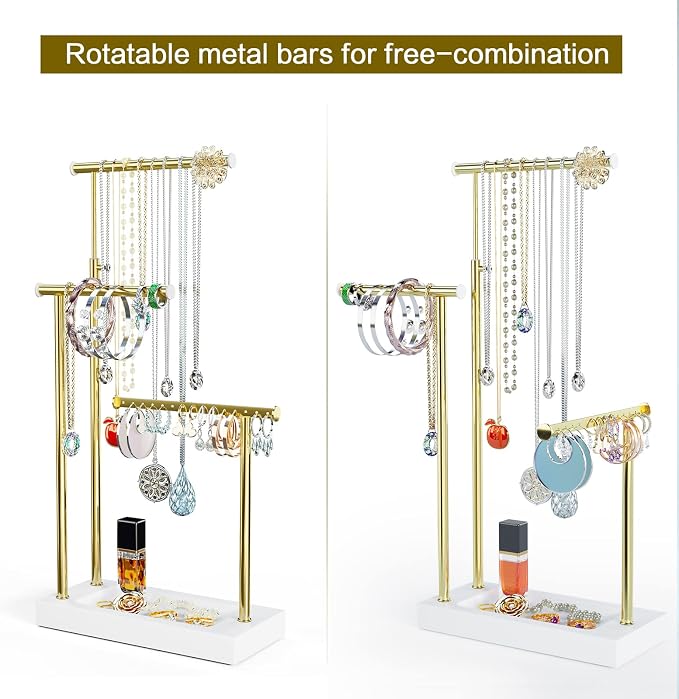 SRIWATANA Jewelry Organizer Display Extra Tall Necklace Holder 3 Tier Jewelry - Image 6