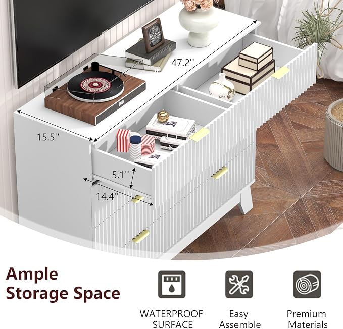 Fluted Dresser for Bedroom, 8 Drawer Dresser for Closet, Storage Cabinet and - Image 8
