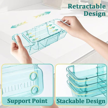 14 Pcs Adjustable Clear Drawer Organizer, Extendable Vanity Storage Bins - Image 4
