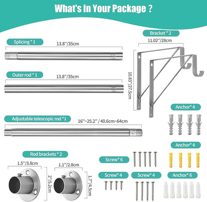 Closet Rod, 16 to 51 Inch Closet Rods Heavy Duty Adjustable Wardrobe Poles - Image 7