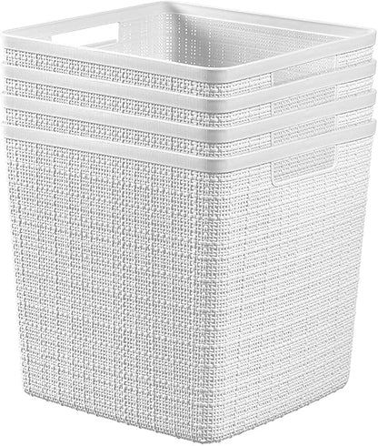 Curver Set of 4 Large Cube 17L Jute Decorative Plastic Organization and Storage by Curver
