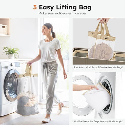 SOLEDI 180L 3-Section Laundry Hamper - Image 3