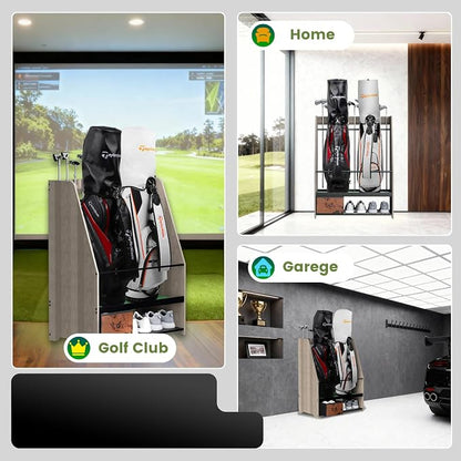 Golf Bag Organizer Rack – Large Wooden Golf Storage - Image 5