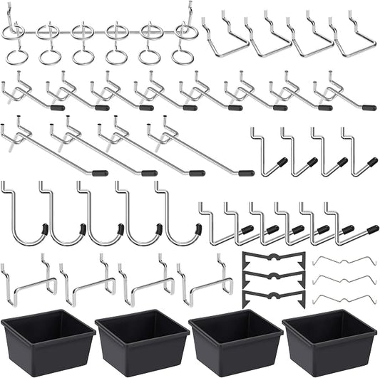 Pegboard Hooks with Bins, Peg Locks, by FRIMOONY