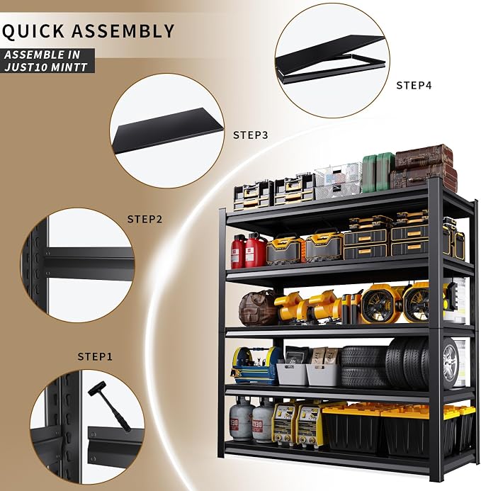 81" H Garage Shelving Heavy Duty Storage Shelves Adjustable Garage Shelves 5 - Image 7