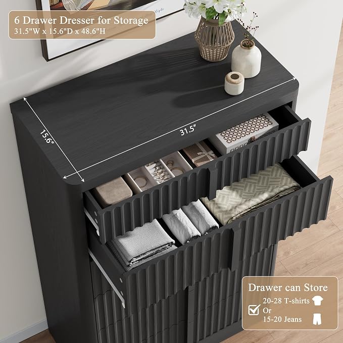 Fluted Dresser for Bedroom, Modern Chest of Drawers - Image 4