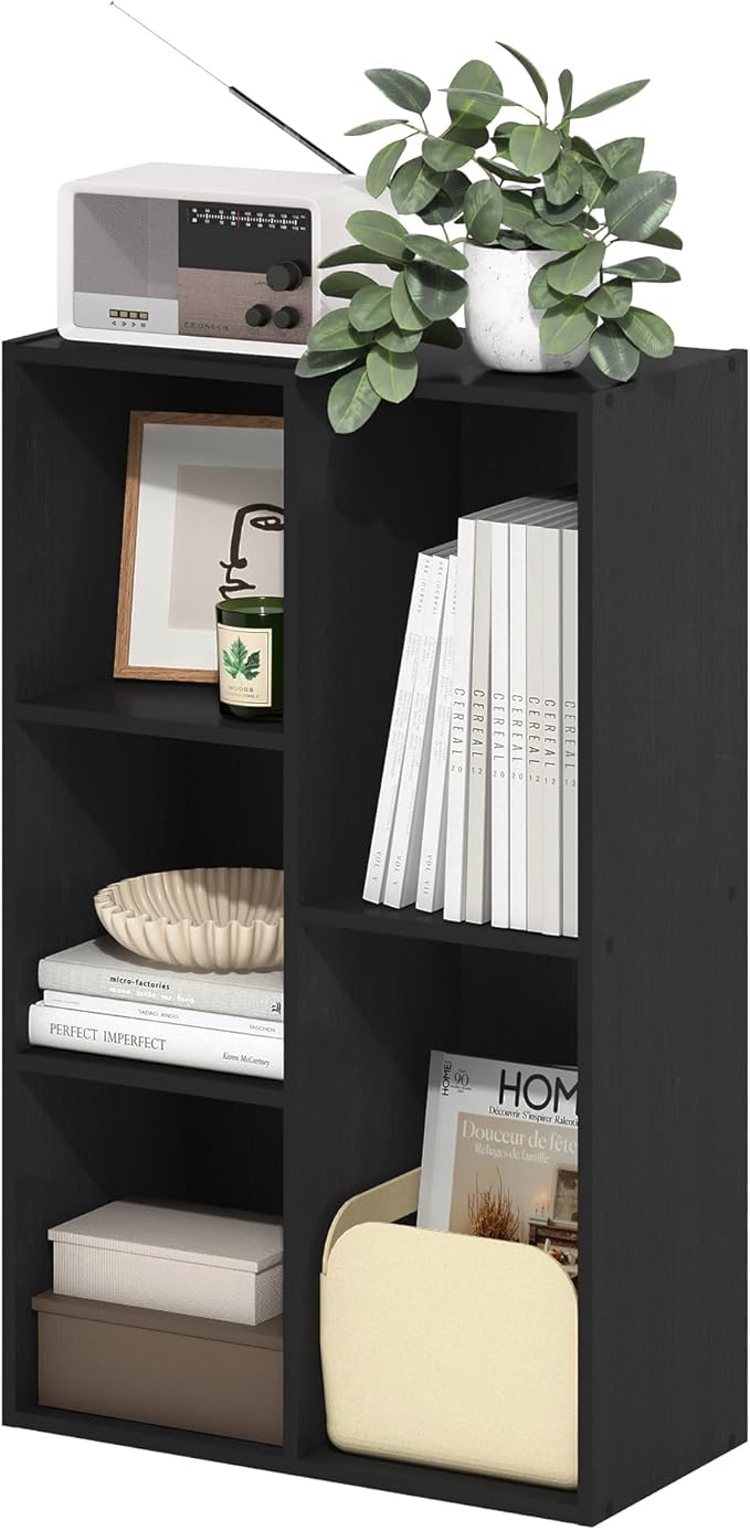 Furinno LUDER Book Shelf, 5-Cube Bookshelf, Reversible Bookcase, 9.4 x 19.5 x by Furinno-FitsYourSpaceFitsYourBudget