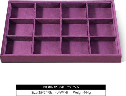 Velvet Stackable Jewelry Display Tray, 12 Grid Watch Bangle Bracelet Storage - Image 2