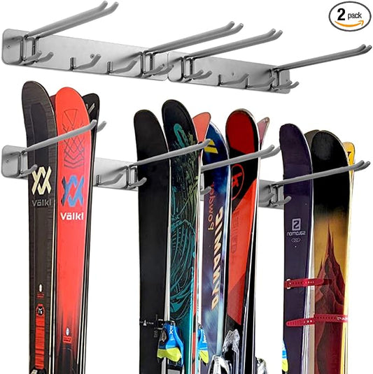 Wall Mount Ski Storage Rack, Garage Snowboard Storage Organizer 8 Pairs Metal by Aking+Ace