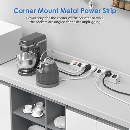 CCCEI 2-Pack Corner Mount Angle Power Strip, Under Cabinet Heavy Duty 8 Outlets - Image 2