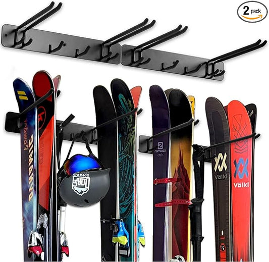 Wall Mount Ski Storage Rack, Garage Snowboard Storage Organizer 8 Pairs Metal by Aking+Ace