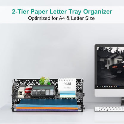 EasyPAG Paper Organizer for Desk 2 Tier Stackable Paper Tray for A4 Legal Size - Image 3